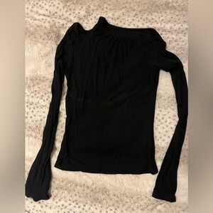 Commense Black Asymmetrical Long Sleeve Top